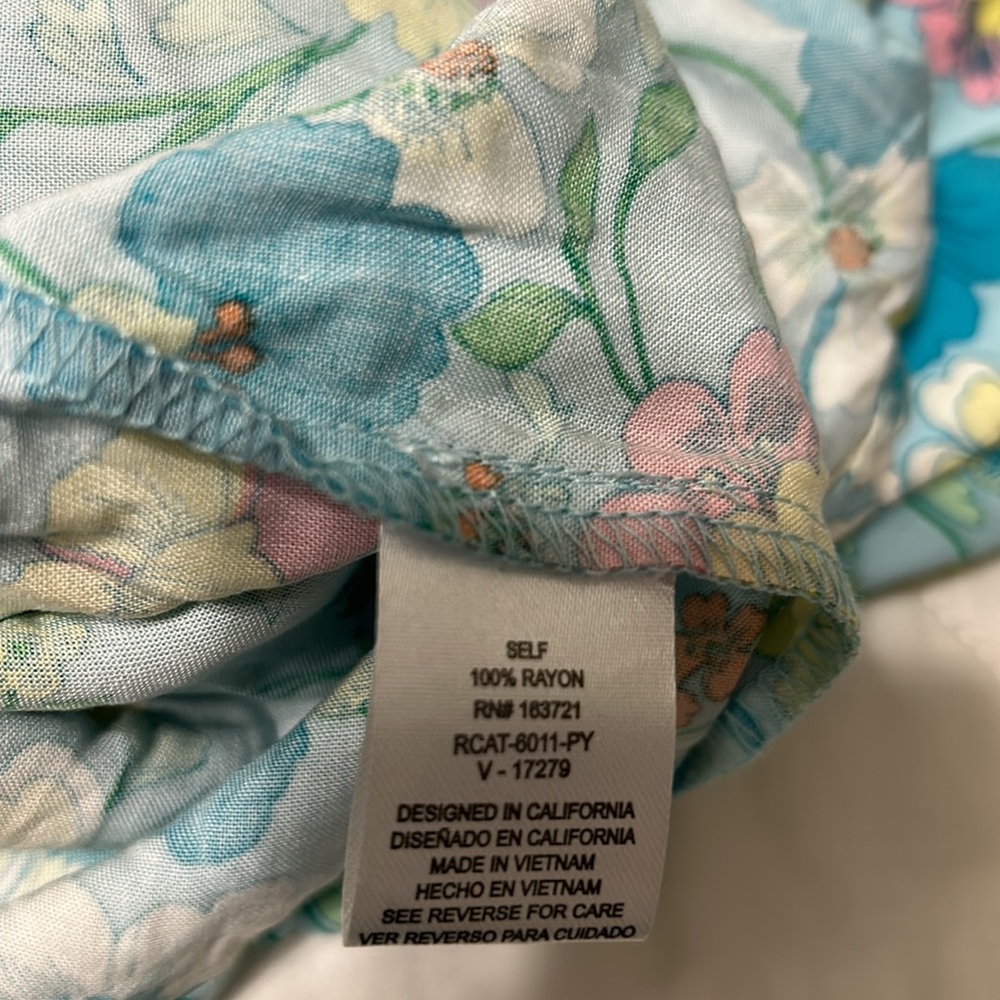 Bebop pants palazzo style rayon casual floral printed blue lounge, New XL, 2X - Picture 7 of 11